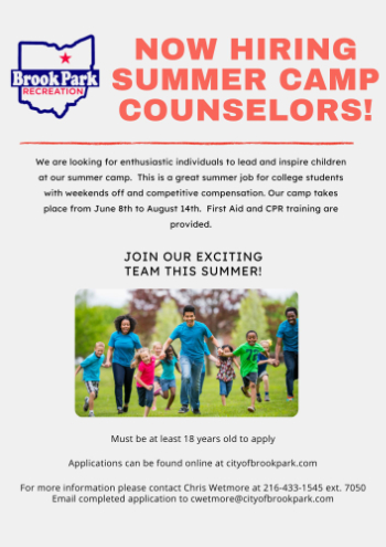 Now Hiring Summer Camp Counselors